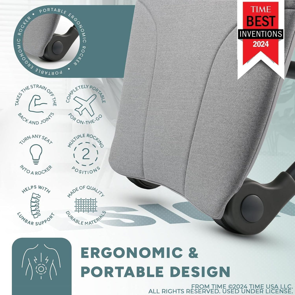 READY ROCKER Ultra| Adjustable Ergonomic Portable Rocker | Back Pain Relief & Relaxation | Back & Lumbar Support for Chair | Lightweight & Portable | 4.0 Model (Slate)