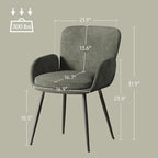 VKNOW Modern Dining Chairs Set of 6, Upholstered Dining Room Chair with Armrest, Kitchen Chairs with Curved Ergonomics Backrest for Living Room, Dining Room, Kitchen, Green
