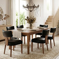 HNY Century Modern Dining Chairs Set of 6, Farmhouse PU Leather Upholstered Accent Chair Curved Backrest Kitchen Chairs, with Hardwood Frame, Black 6PC