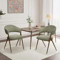 Dining Room Chairs Set of 2, Upholstered Dining Room Chairs, Mid Century Fabric Kitchen Chairs with Curved Backrest and Metal Legs, Green