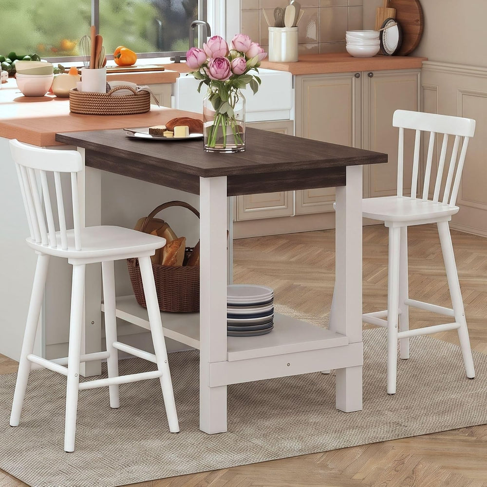 Windsor Bar Stools Set of 2, 26 Inch Counter Height Barstools Wooden Barstool...
