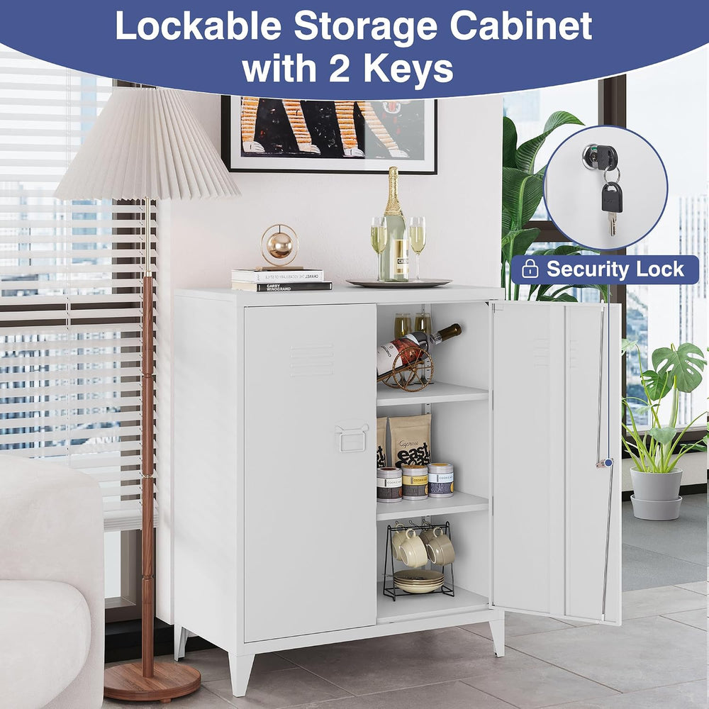 Metal Storage Cabinet,Home Office Cabinet with Doors and Adjustable Shelves,L...