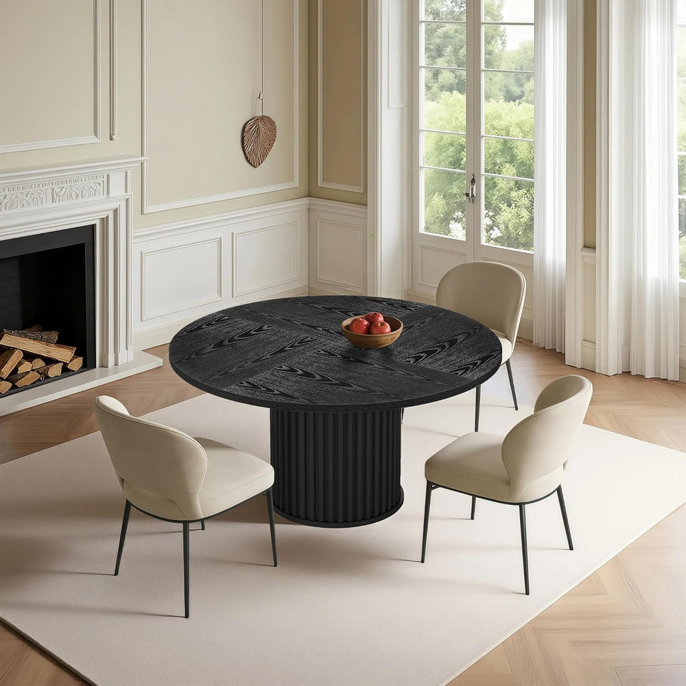 Oigavfd Black Round Dining Table for 4, 47" Circle Dining Table,with MDF...