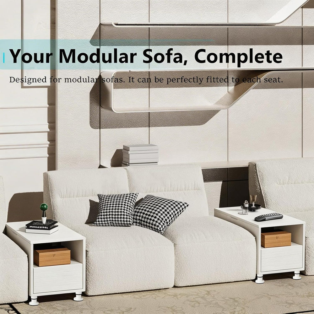 Rresyet Modular Sofa Console with Storage, Adjustable Height Side Table with ...