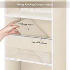Univivi 6-Shelf Over Door Hanging Organizer Fabric Baby Door Storage with 5 Large Pockets and 3 Small PVC Pockets Wall Mount Hanging Storage Organizers for Baby Essential (Beige)