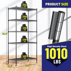 Storage Shelves Adjustable Metal Shelving Unit 5 Tier Wire Shelving,1010LBS Pantry Shelves Sturdy Steel Wire Shelf for Laundry Bathroom Kitchen Pantry, 13.6" D x 21.5" W x 59.4" H, 2PCS