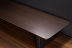 Walnut Dual‑Tier Monitor Stand for Modern Desk Setup – Minimalist Wooden Riser Shelf for Dual Monitors, Laptops, Home Office Aesthetic (Dark Walnut, Large)