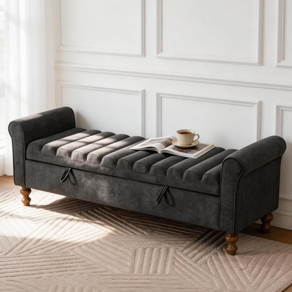 Aoiy & Wifon 65.55" W Large Storage Ottoman Bench, King Size End of ...