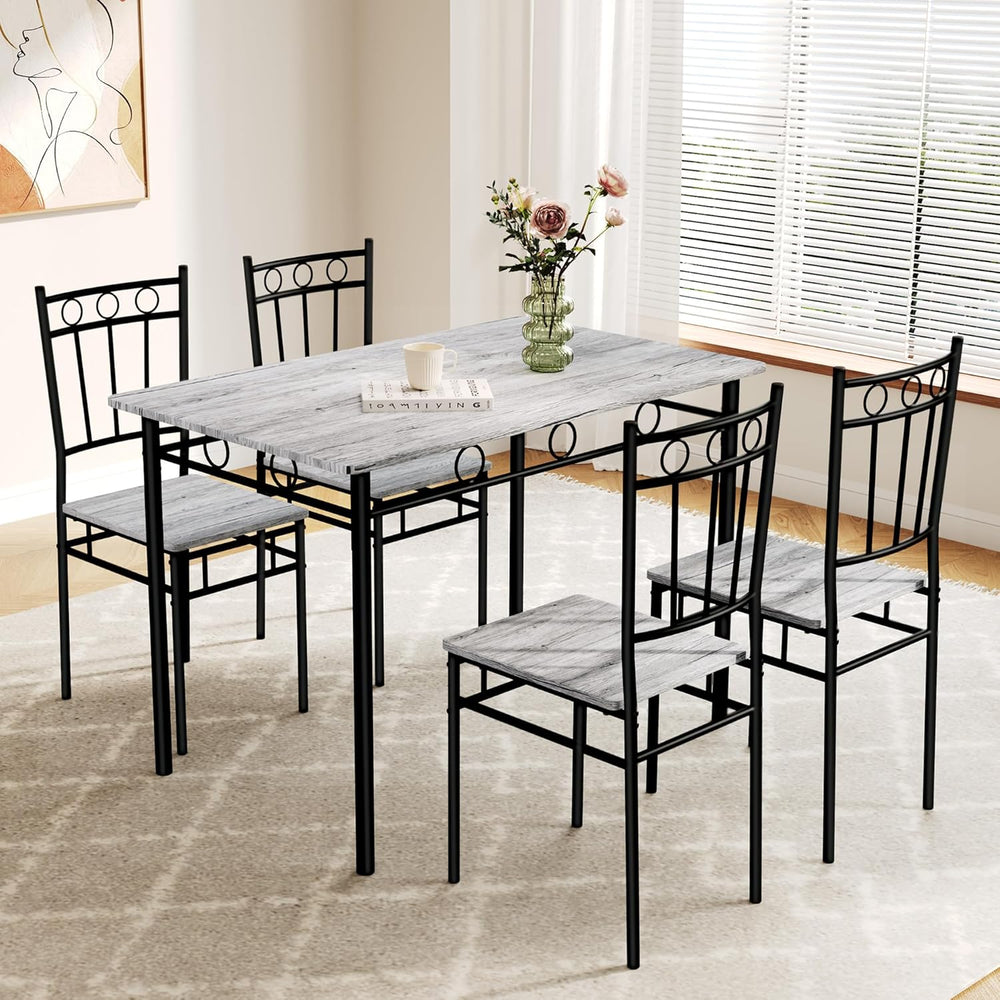 Rectangular Dining Room Table Set with 4 Chairs, Space-Saving Kitchen Table S...