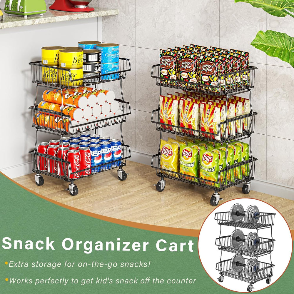 OKZEST Pantry Organizers and Storage Cart with Upgraded Metal Hub Casters | F...