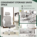 FelixKing Ergonomic Office Chair, Headrest Desk Chair with Adjustable Lumbar Support, Home Office Swivel Task Chair with High Back and Armrest, Adjustable Height Gaming Chair (Gray)