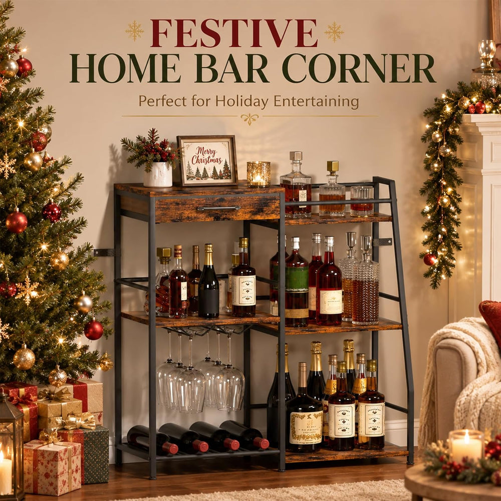 Homde Wine Rack Freestanding Floor: 3-Tier Liquor Bottle Display Stand | Vint...