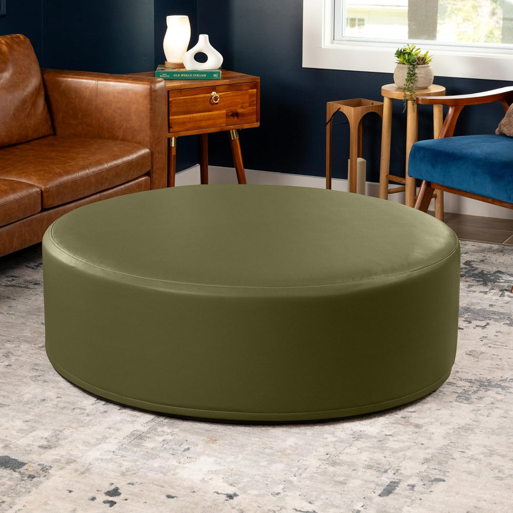 Jaxx Candler Round Couch Ottoman – Oversized Giant Coffee Table Ottoman - Ver...