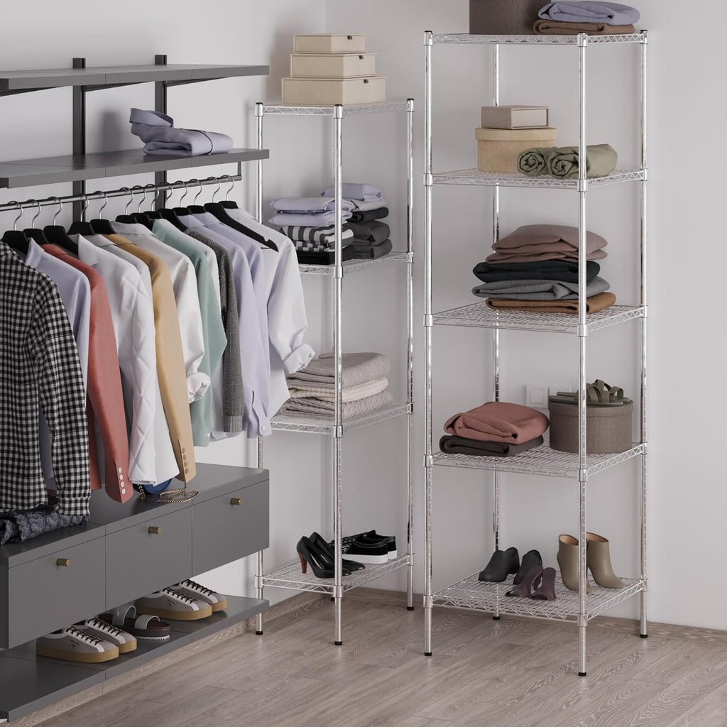 24" Deep x 24" Wide x 86" Height Wire Shelving Kit | 5-Tier | NSF Commercial Storage Rack Unit
