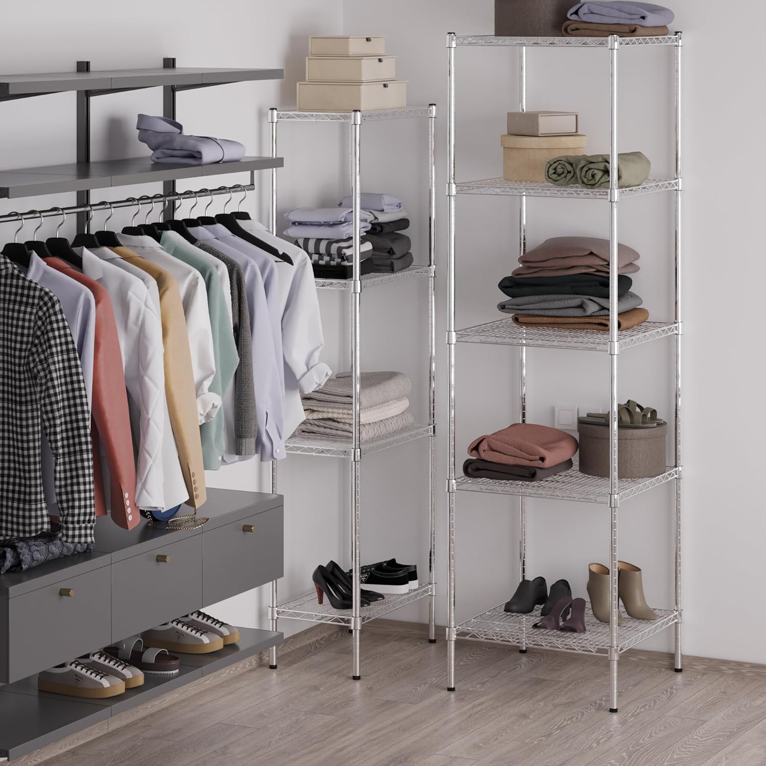 24" Deep x 24" Wide x 86" Height Wire Shelving Kit | 5-Tier | NSF Commercial Storage Rack Unit