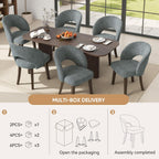 Dining Chairs Set of 2, Mid Century Modern Dining Chairs with Solid Wood Legs, Curved Back Kitchen Chair Farmhouse Side Upholstered Chairs for Kitchen Dining Room, Gray