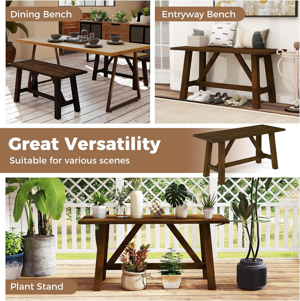 GOFLAME 38” Wood Dining Bench Set of 2, Farmhouse Entryway Bench with Rubber ...
