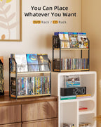 2-Tier DVD Storage Rack, DVD Shelf for Non-slip Feets Max 20 lb | DVD Holder, Blu Ray Storage, Stores Up to 56 DVDs, Display Organizer Tower for Music Enthusiasts, Collection Display Storage