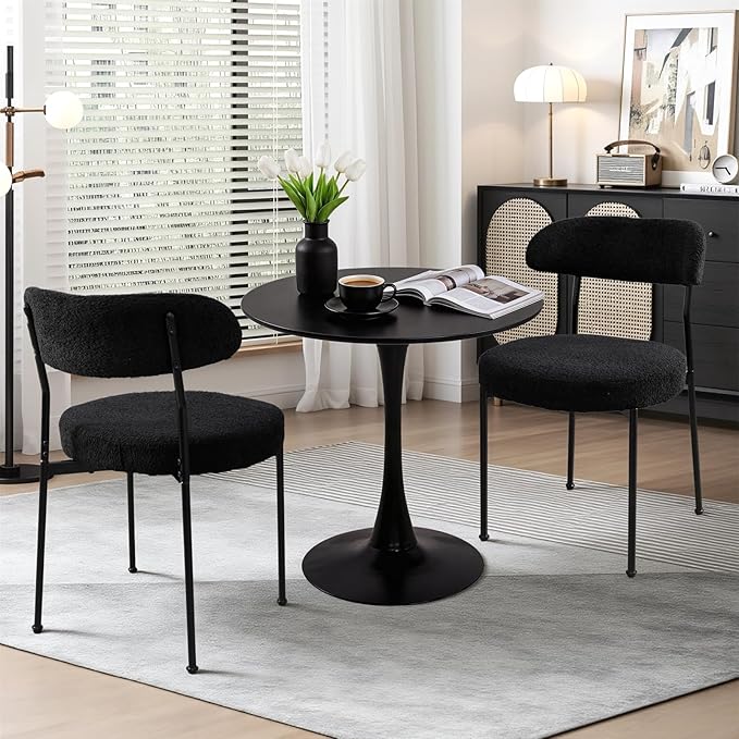 SoarFlash Kitchen Table and Chairs for 2, 24" Dining Table Set for 2 with Velvet Upholstered Chairs, 3 Piece Round Kitchen Table Set, Dining Room Table Set for Small Space, Apartment