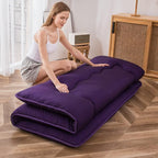 MAXYOYO Japanese Floor Mattress Futon Mattress, 4" Thicken Tatami Mat Sleeping Pad Foldable Roll Up Mat Boys Girls Dormitory Pad Kids Floor Lounger Pillow Bed, Charcoal Grey, Queen Size