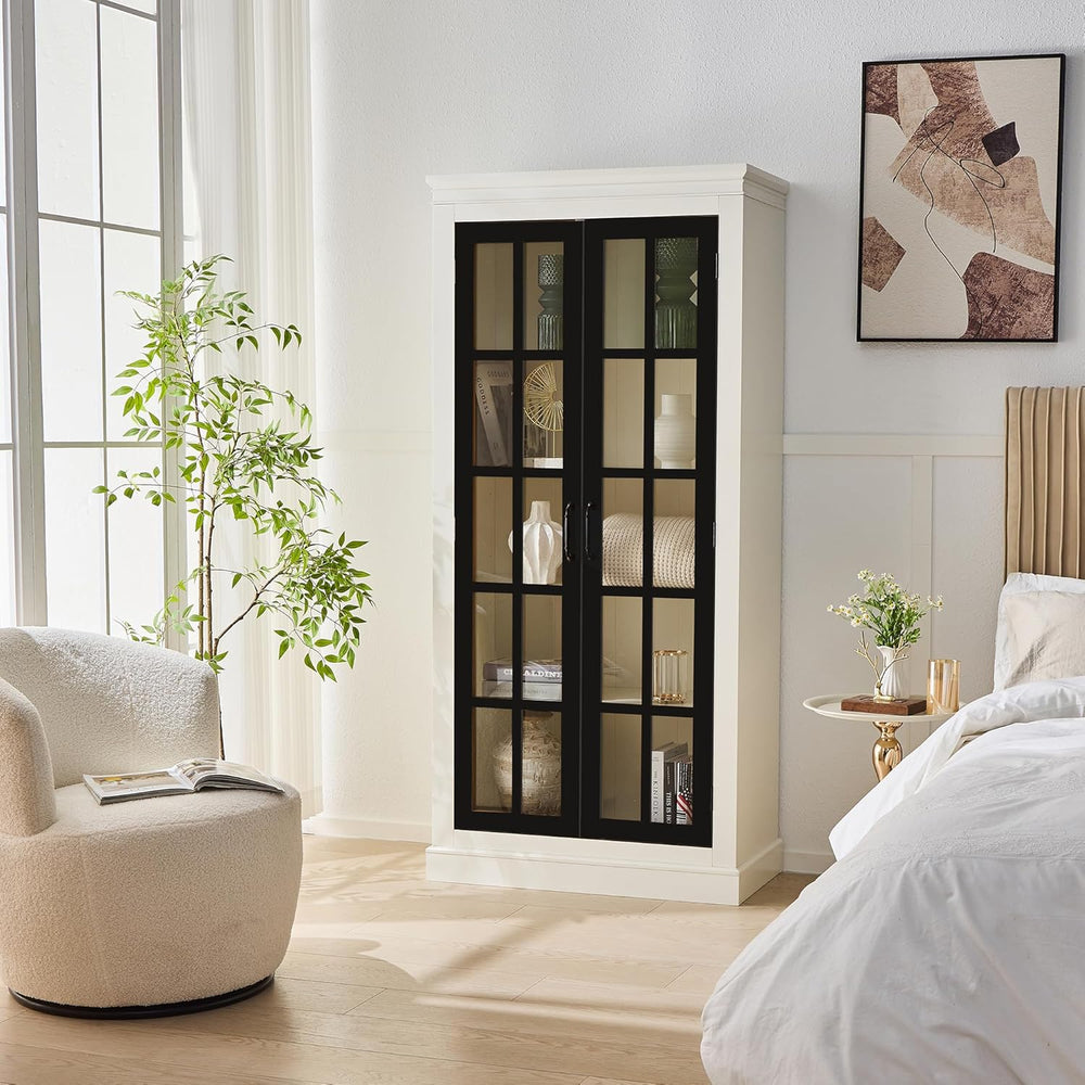 roomfitters 71.2'' Pantry Cabinet with Glass Door, Farmhouse Display ...