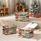 Stackable Clothes Storage Bins with Lids,Closet Organizers Fabric Cat Printing Box for Home and Office,Blanket Clothes Organizers,Under Bed Storage Containers 3 Pack.