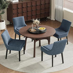 Dining Chairs Set of 2, Upholstered Corduroy Dining Room Chair with Wood Legs, Mid-Back Padded Kitchen Side Chairs for Dining Room, Blue