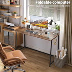 WOHOMO Folding Desk, 47.2" Foldable Computer Desk for Bedroom, Space Saving Computer Table Writing Workstation for Home Office, Easy Assembly, Walnut