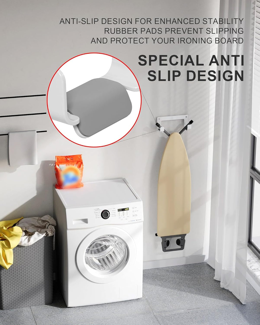 Ironing Board Holder Wall Mount Stainless Steel, Y T Leg Ironing Board Hanger Wall Mount for Laundry Room, Iron Board Hooks for Wall Heavy Duty, White