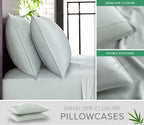 King Pillowcases by Pure Bamboo, Genuine 100% Organic Viscose Derived from Bamboo, Luxuriously Soft & Cooling, Double Stitching, Envelope Closure (2 King Pillowcases, Sea Glass)