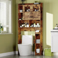 Over Toilet Storage Cabinet, 67 Inch Wall Mounted Tall Cabinet, Freestanding Bathroom Organizer Shelf for Bathroom, Brown