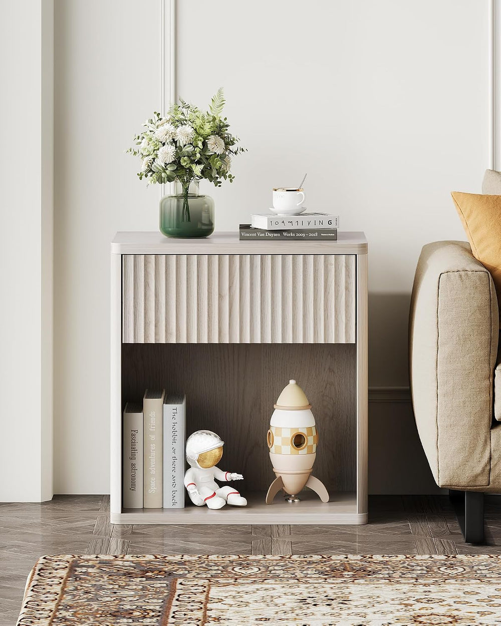 WLIVE Night Stand Set of 2, Wood Nightstand Sets with Storage Drawer and Open...