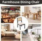Westice Rattan Dining Chairs Set of 6, Farmhouse Natural Dining Room Chairs with Upholstered Cushion, Wood Armless Chairs for Kitchen/Restaurant, Black