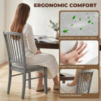 HOMCOM Farmhouse Dining Chairs Set of 2, Upholstered Linen Fabric Kitchen Chairs with Solid Rubberwood Legs for Kitchen, Dining Room, Rustic Gray