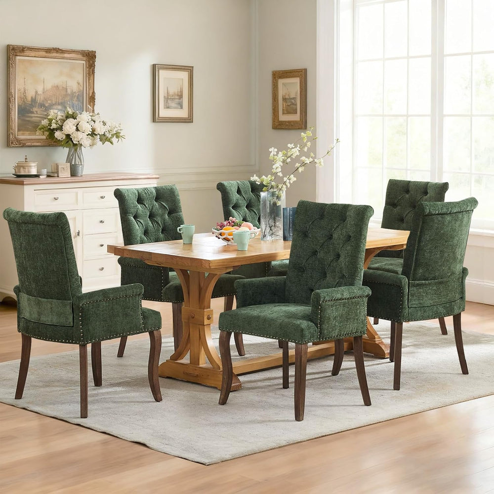 SoarFlash Chenille Dining Chairs Set of 6, Tall Back Side Chair，Modern Uphols...