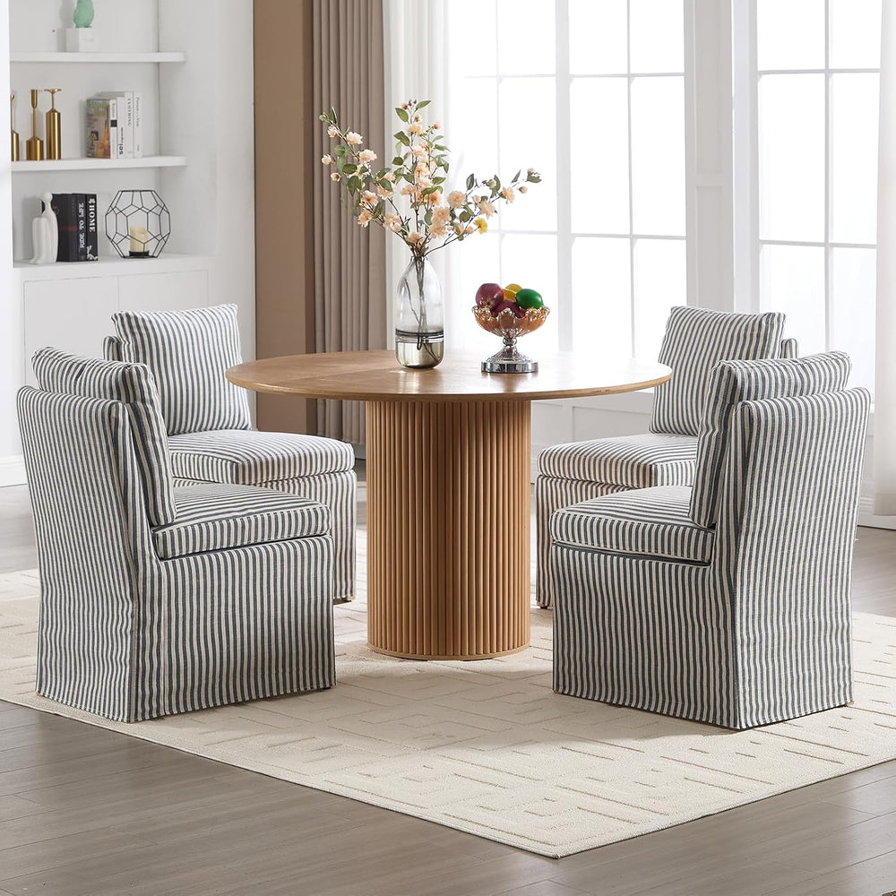 Kmax Slipcovered Dining Chairs Set of 4, Modern Upholstered Armless Kitchen C...