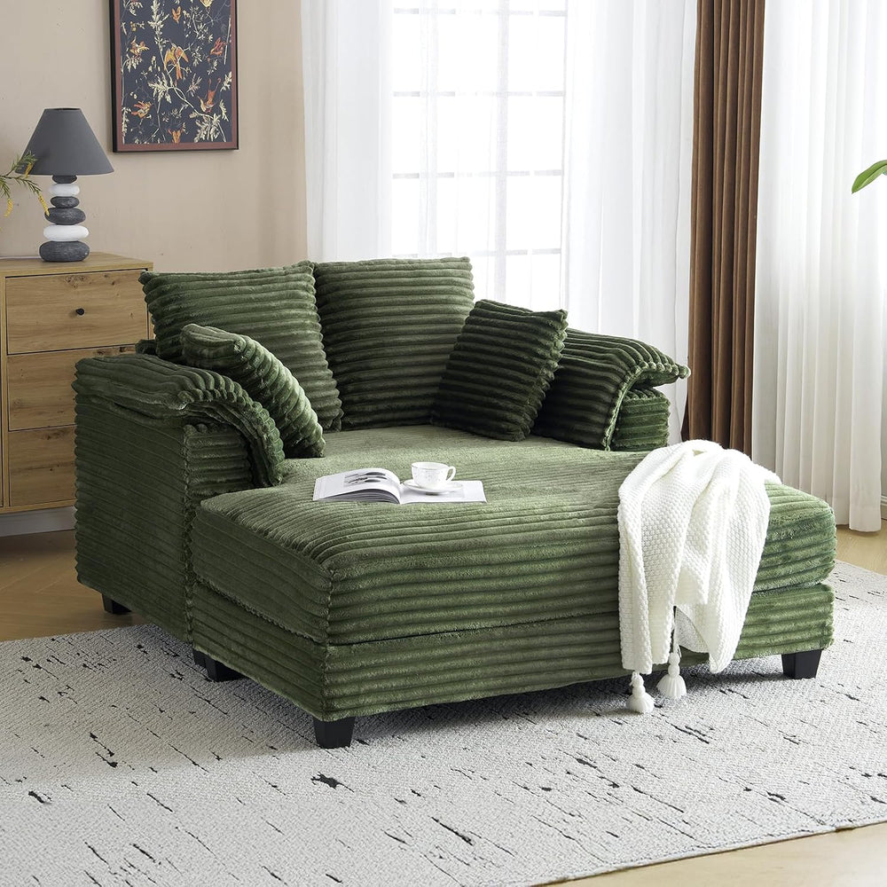 VINGLI Lounge Chair, 56" Oversized Reading Chair Corduroy Chaise Sofa Re...
