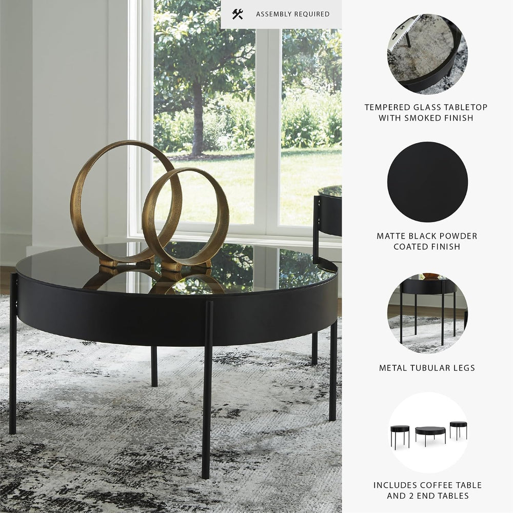 Signature Design by Ashley Ardoline Modern Tempered Glass Tabletop Table Set ...