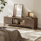 Mid Century Modern TV Stands for 55/60/65 Inch TV Boho Media Console for Living Room Fluted TV Entertainment Center with Storage Wood Television Cabinet for Bedroom