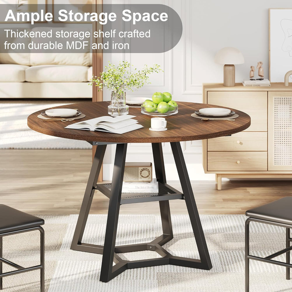knoworld Round Dining Table for 4, Kitchen Tables Dining Room Circle Dinner T...