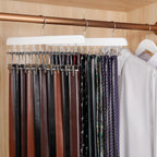 TOPIA HANGER 20 Hooks 2 in 1 Belt Tie Hanger for Closet Max 30 Belts with 30 Ties Capacity, Belt Tie Racks Wooden Hanger for Closet Organizer Storage “U” Fit for Belt and “一” Fit for Tie - CT47W