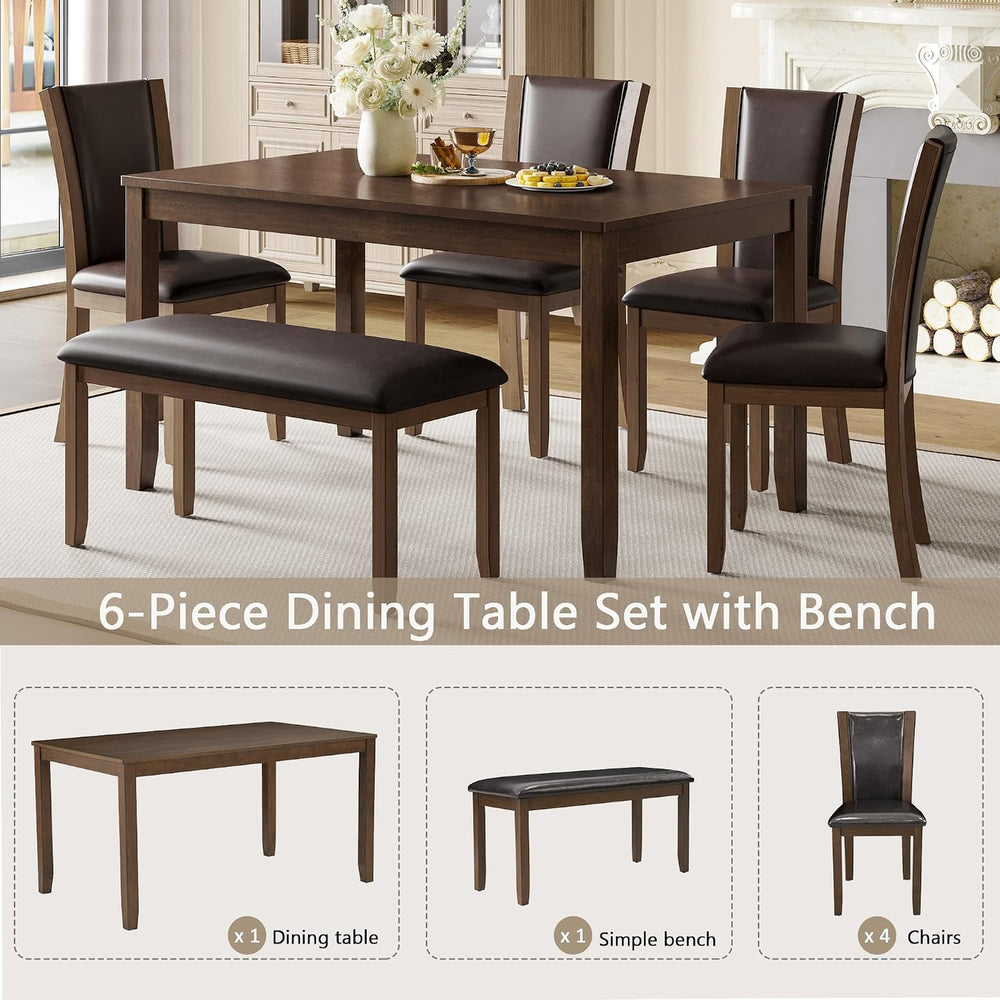 LUMISOL Farmhouse Dining Table Set for 6, Solid Wood Kitchen Table Set with 4...