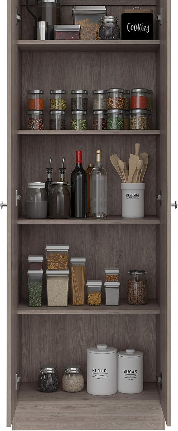 Multistorage Kitchen Pantry 70,8 inches H with Five Interior Shelves, Light G...