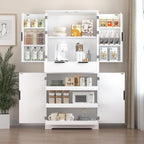 72" Fluted Kitchen Pantry Cabinet with 3 Slide-Out Drawers & 6 Adjustable Door Shelves, Triple-Fold Hinge, Magnetic Closure, Large Storage for Dining Room,Bathroom,Office,Entryway (White)