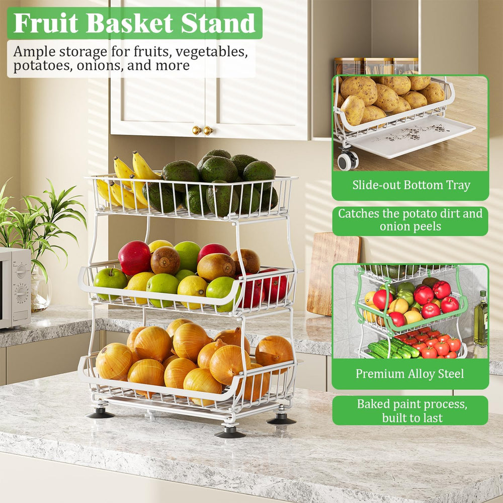 3 Tire Rolling Pantry Organizers and Storage Cart on Wheels | Metal Frame, Un...