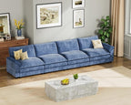 Homall 159" Modular Sectional Sofa, Linear Sofa Couch with Double-Layer Cushion, DIY Combination Chenille Deep 4-Seat Cloud Couch for Living Room, Apartment (Dark Blue, Linear Sofa)