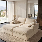 Upgrade Boneless Couch with Storage, Extra Deep&High Seat Modular Sectional Sofa 2 Seater Loveseat Sofa with Ottoman, Tool-Free Assembly Sectional Couches for Living Room Bedroom Apartment