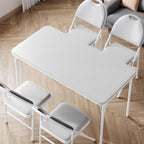 IDEALHOUSE 4 Feet Folding Table, Protable Foldable Card Table, Gray | Metal Legs Support, Upholstered PU Leather Tabletop, Heavy Duty, No Assembly Required, Perfet for Indoor and Outdoor