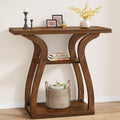 Tajsoon 3-Tier Farmhouse Console Table for Entryway 31.5", Rustic Brown