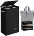 SOLEDI Slim Laundry Hamper with Lid, Narrow Laundry Basket with Removable Bags, Dirty Clothes Hamper with handle, Small Hamper perfect for Laundry room, Bathroom, Bedroom, Small spaces. 70L Black